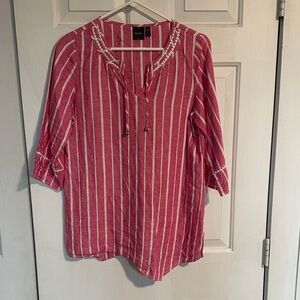 Rafaella women’s pink and white striped top size small